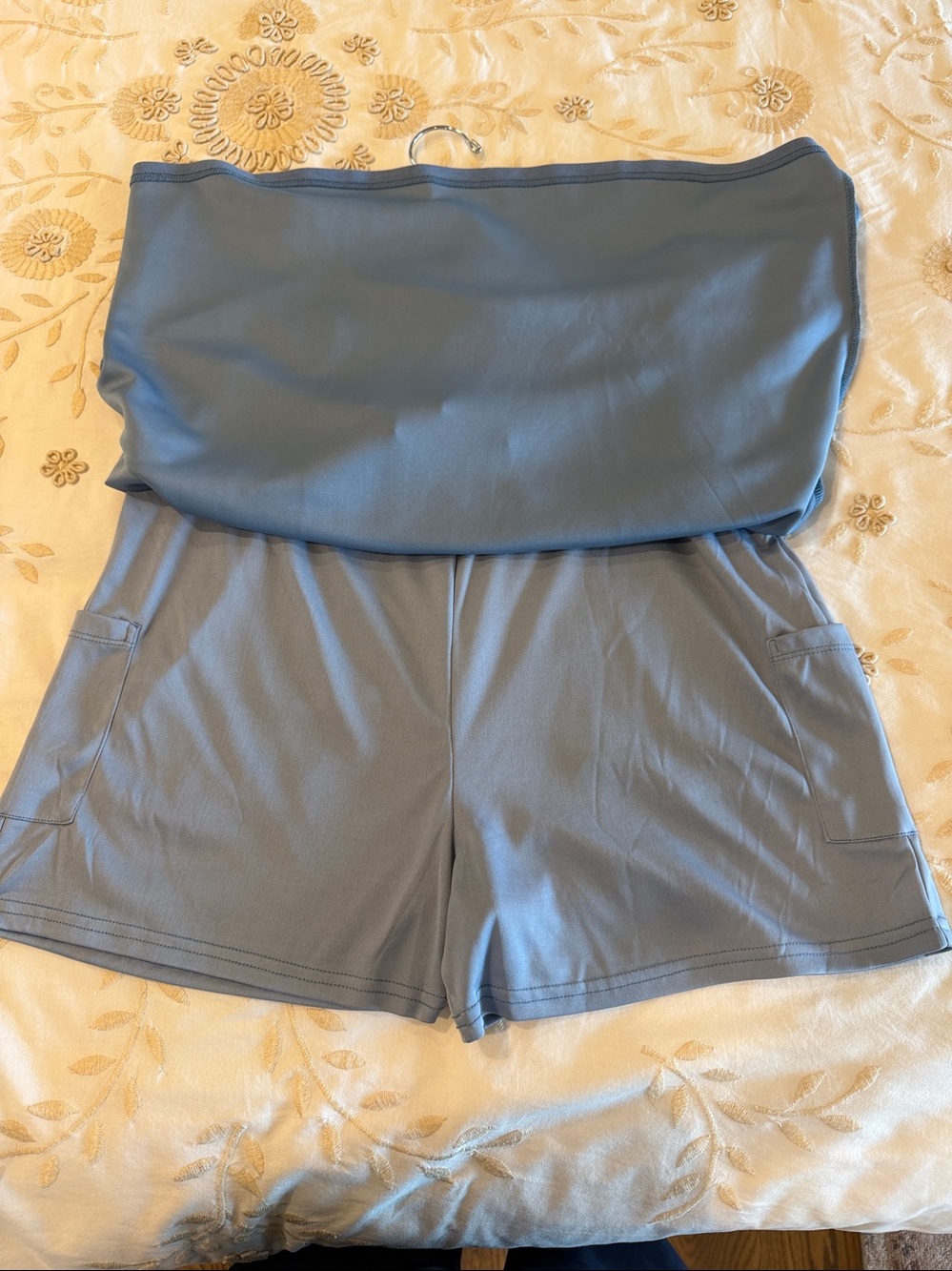 Light Blue Collared Top and Drawstring Skort Set - Picture 5 of 5